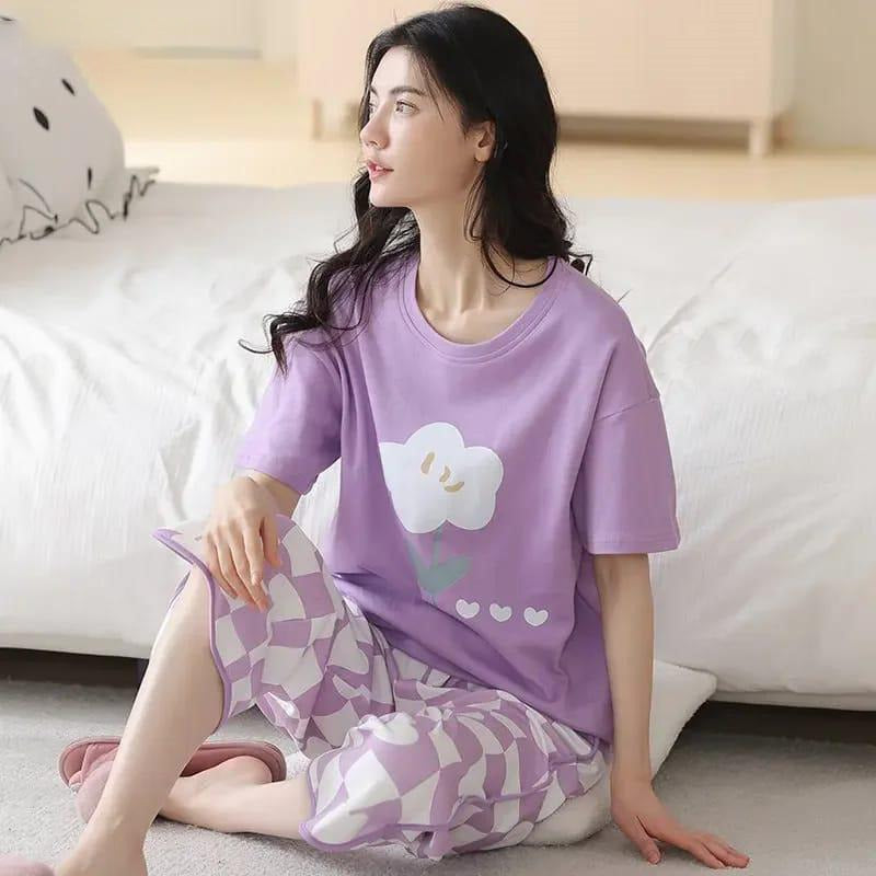 PURPLE FLOWER PRINTED - PJ SUIT FOR WOMEN