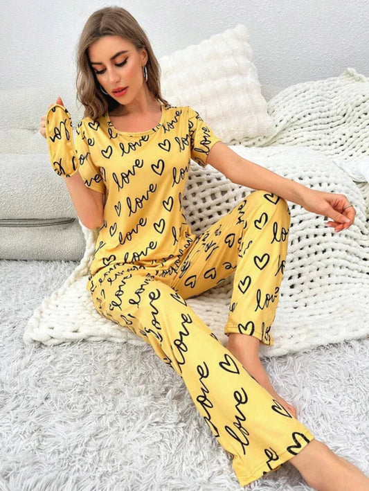 LOVE HEART YELLLOW - PJ SUIT FOR WOMEN