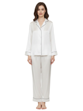 PLAIN SILK NIGHT SUIT - WHITE