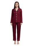 PLAIN SILK NIGHT SUIT - MAROON