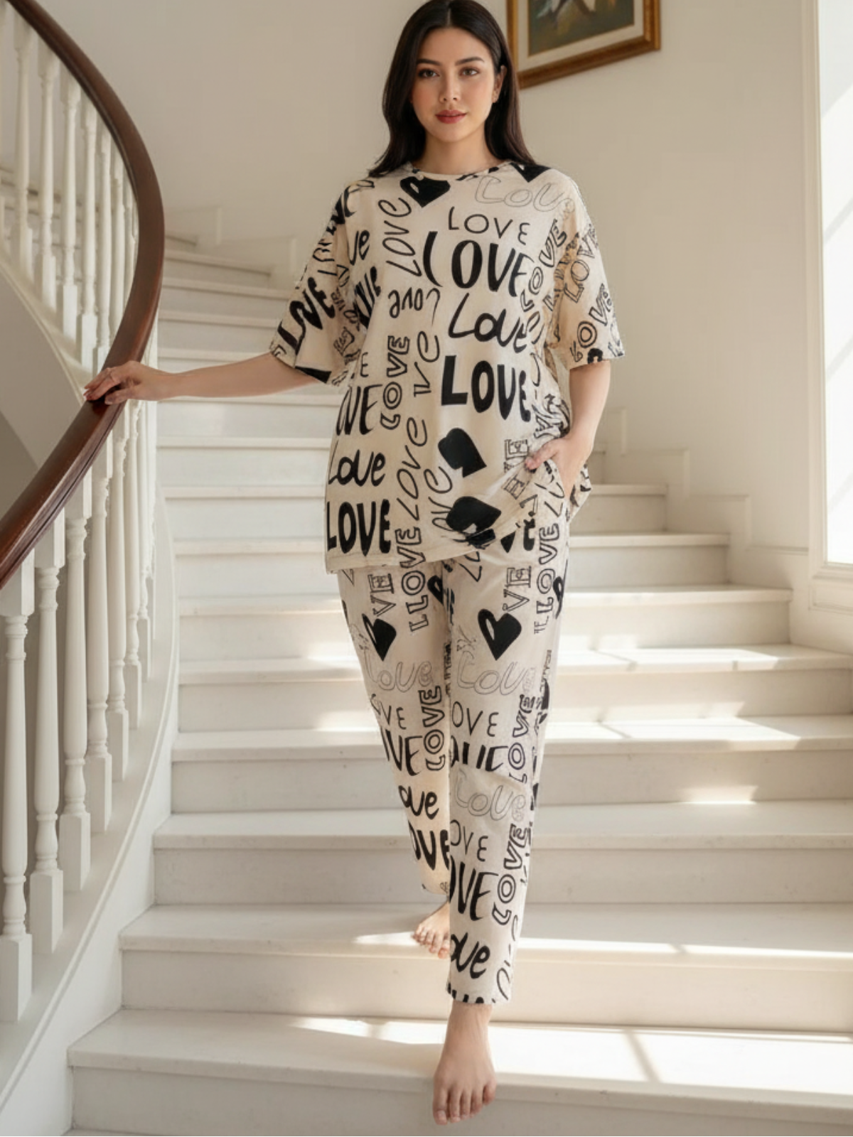 LOVE DROPSHOULDER CREAM - PJ SUIT FOR WOMEN