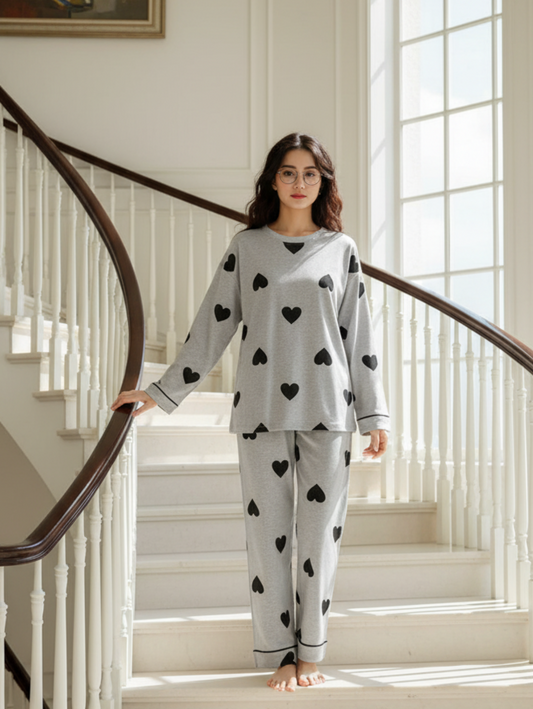GREY HEART - PJ SUIT FOR WOMEN