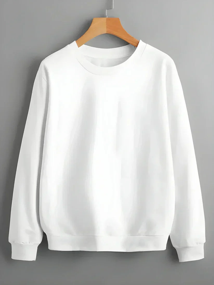 FLASH SALE #ZIPWEAR - Plain SweatShirt - WHITE