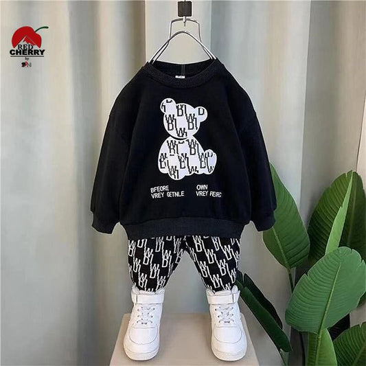 BLACK & WHITE BEAR Printed SweatShirt And Trouser For KIDS