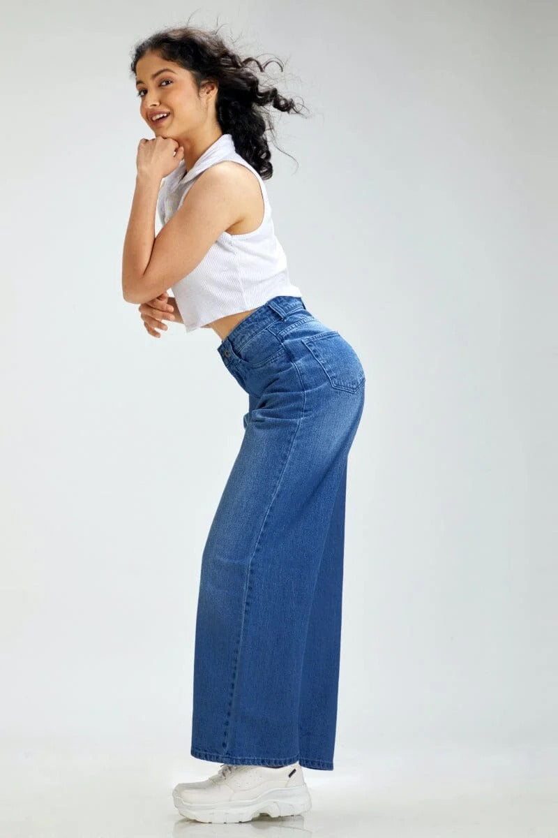 BLUE Wide-Leg Jeans For Women