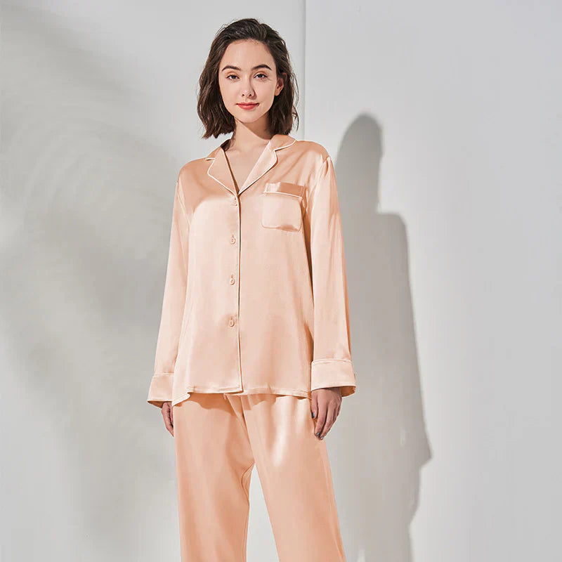 PLAIN SILK NIGHT SUIT - DUSTY ROSE
